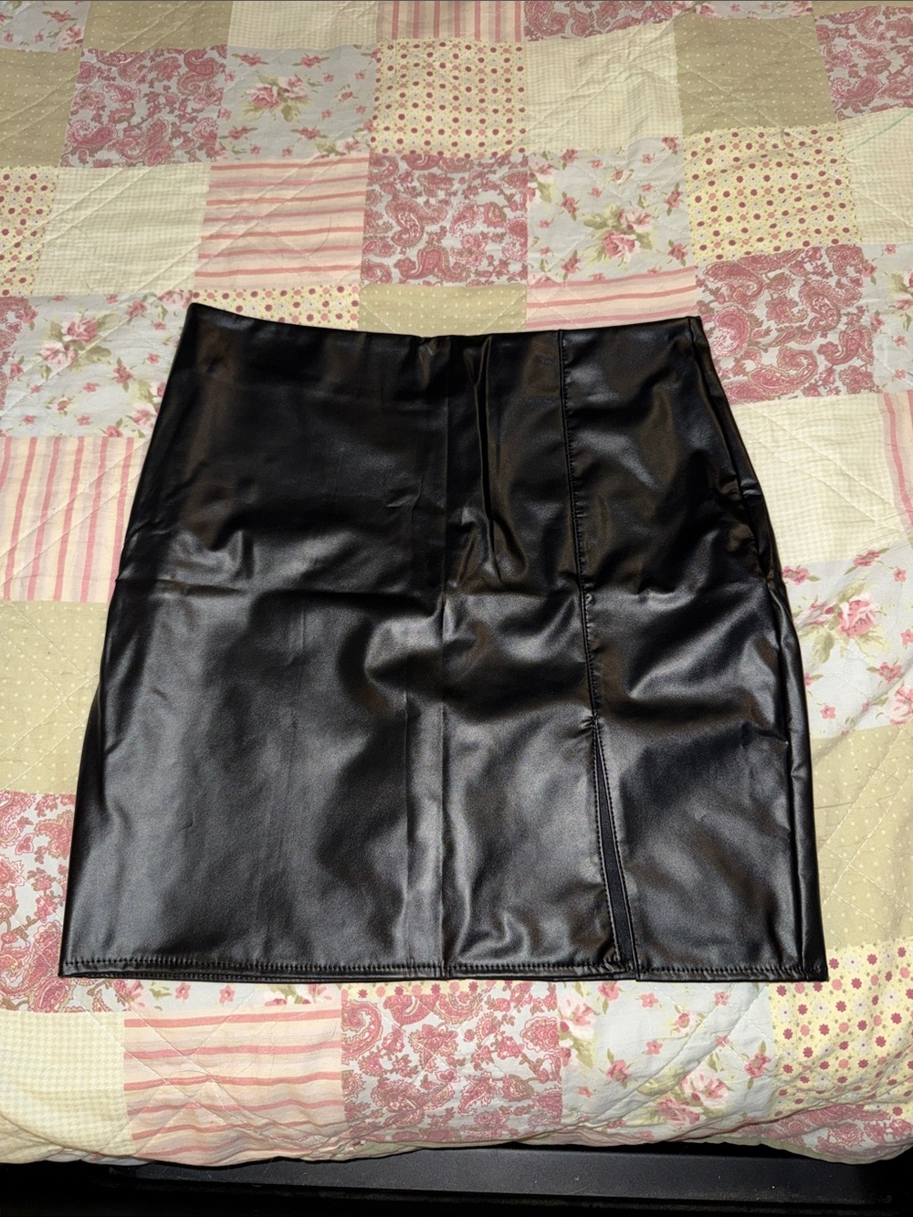 Black Faux Leather Mini Skirt